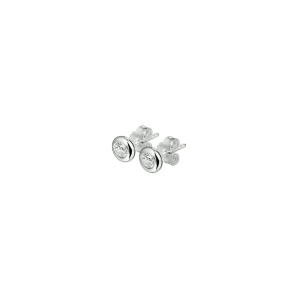 oorknoppen zirkonia zilver gerhodineerd