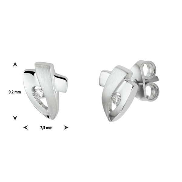 oorknoppen zirkonia zilver gerhodineerd - Afbeelding 3