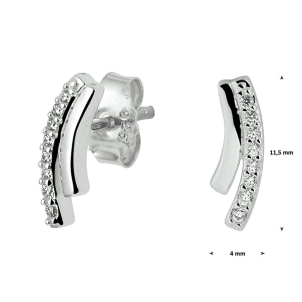 oorknoppen zirkonia zilver gerhodineerd - Afbeelding 3