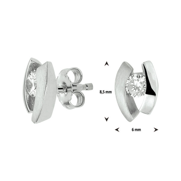 oorknoppen zirkonia zilver gerhodineerd - Afbeelding 3