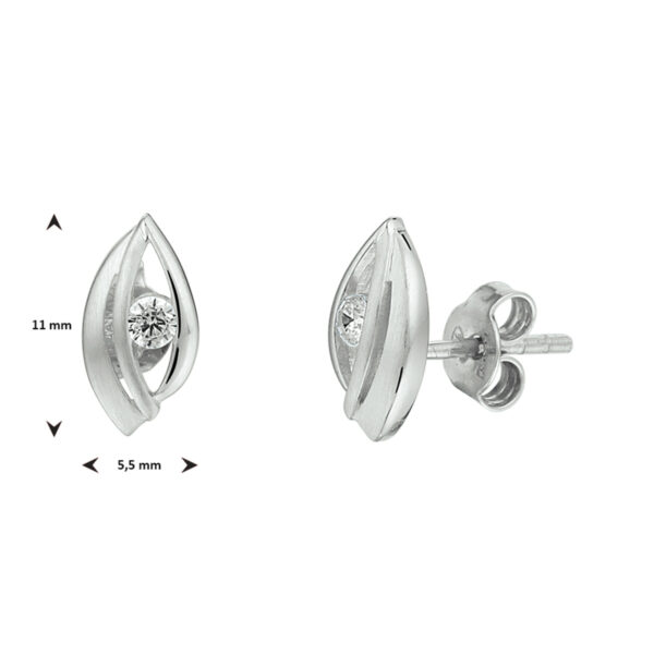 oorknoppen zirkonia zilver gerhodineerd - Afbeelding 3