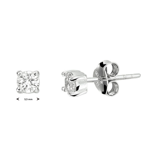 oorknoppen zirkonia zilver gerhodineerd - Afbeelding 3