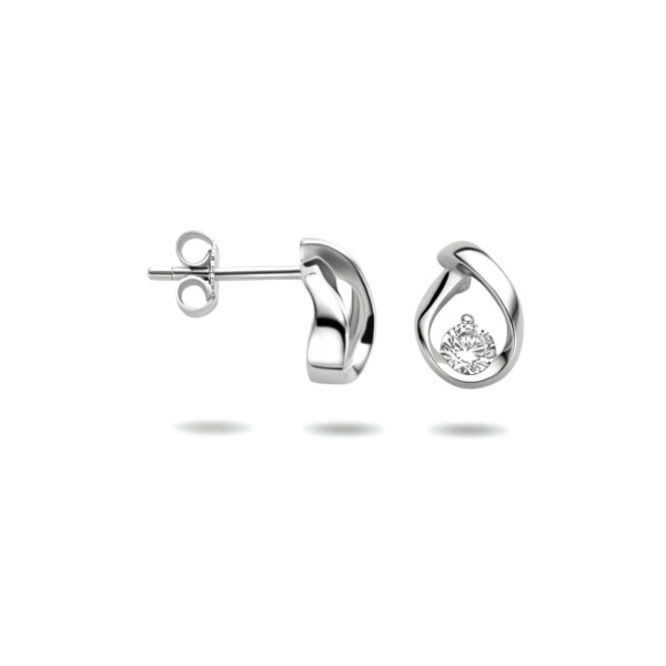 oorknoppen zirkonia zilver gerhodineerd - Afbeelding 3