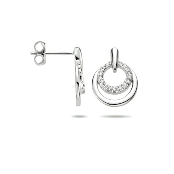 oorknoppen zirkonia zilver gerhodineerd - Afbeelding 3