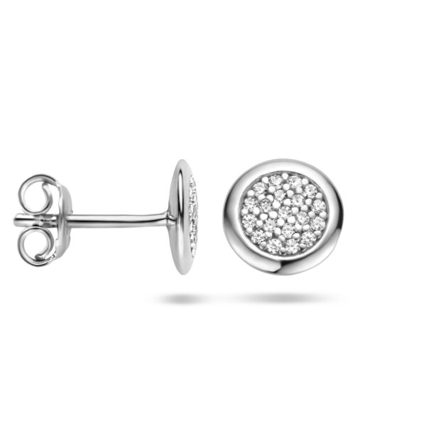 oorknoppen zirkonia zilver gerhodineerd - Afbeelding 3