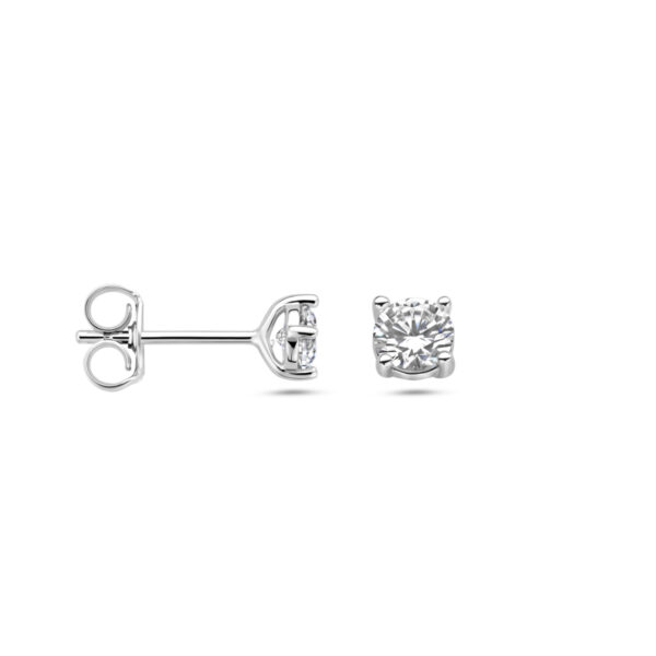 oorknoppen zirkonia zilver gerhodineerd - Afbeelding 3