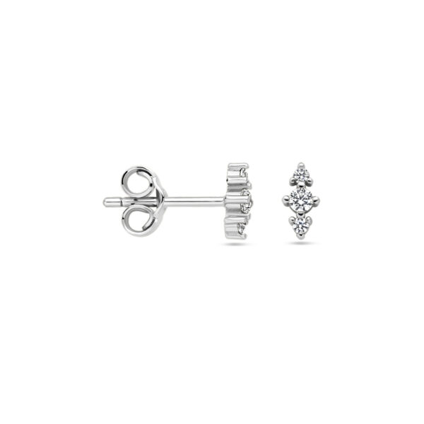 oorknoppen zirkonia zilver gerhodineerd - Afbeelding 3