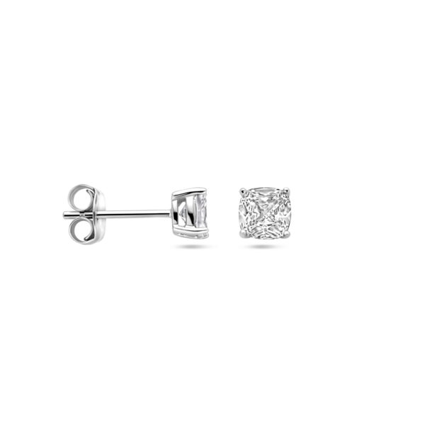 oorknoppen zirkonia zilver gerhodineerd - Afbeelding 3