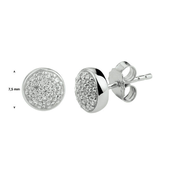 oorknoppen zirkonia zilver gerhodineerd - Afbeelding 3