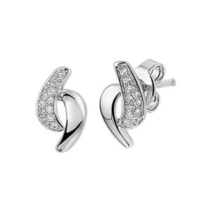 oorknoppen zirkonia zilver gerhodineerd