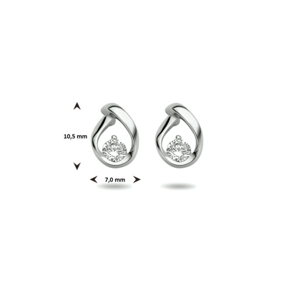 oorknoppen zirkonia zilver gerhodineerd - Afbeelding 4