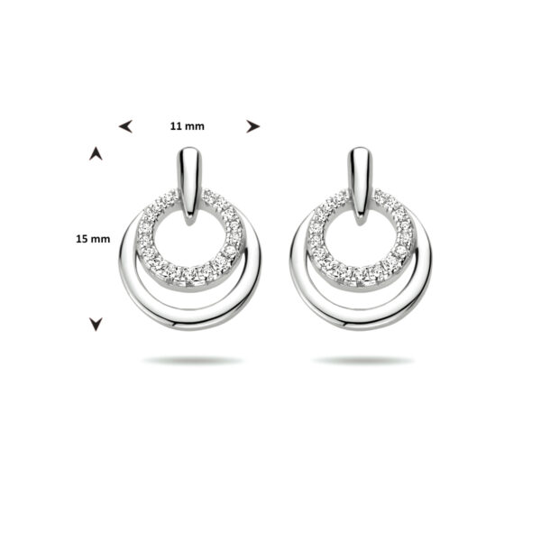 oorknoppen zirkonia zilver gerhodineerd - Afbeelding 4