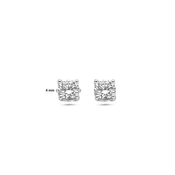 oorknoppen zirkonia zilver gerhodineerd - Afbeelding 4