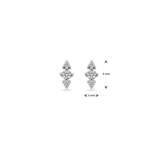 oorknoppen zirkonia zilver gerhodineerd - Afbeelding 4