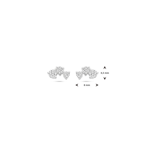 oorknoppen zirkonia zilver gerhodineerd - Afbeelding 4