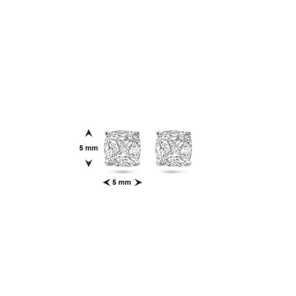 oorknoppen zirkonia zilver gerhodineerd - Afbeelding 4