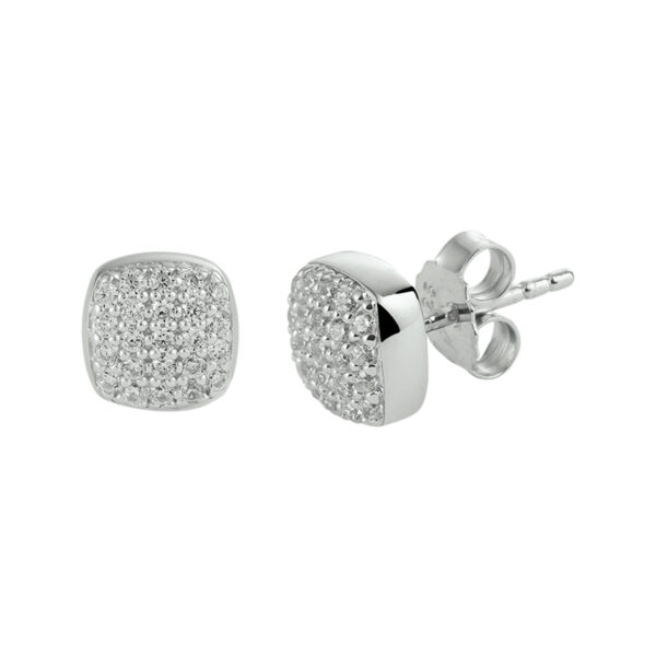oorknoppen zirkonia zilver gerhodineerd