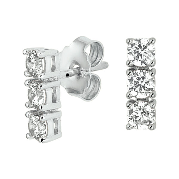 oorknoppen zirkonia zilver gerhodineerd