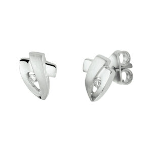 oorknoppen zirkonia zilver gerhodineerd