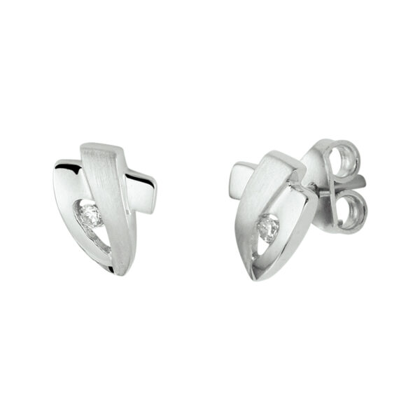 oorknoppen zirkonia zilver gerhodineerd