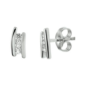 oorknoppen zirkonia zilver gerhodineerd
