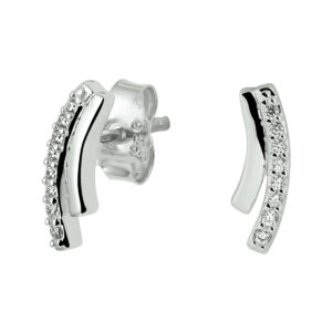oorknoppen zirkonia zilver gerhodineerd