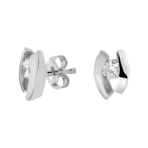 oorknoppen zirkonia zilver gerhodineerd