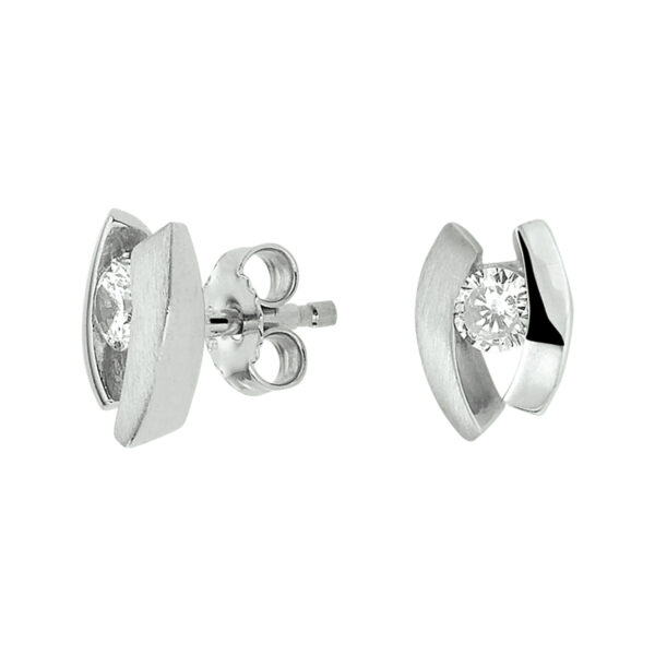 oorknoppen zirkonia zilver gerhodineerd