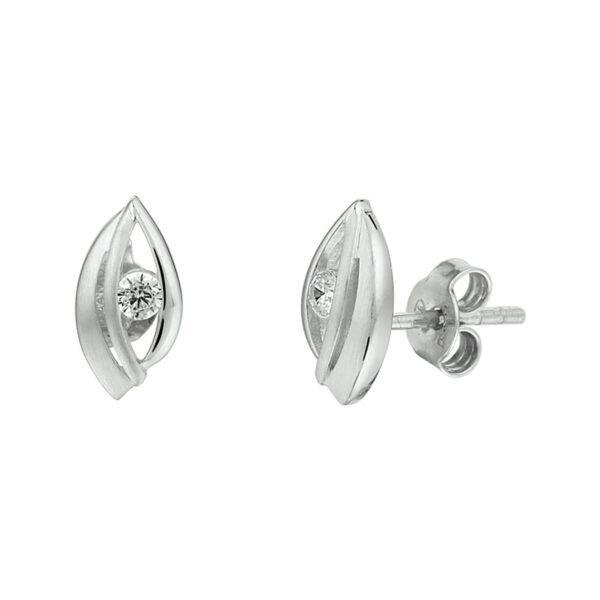 oorknoppen zirkonia zilver gerhodineerd