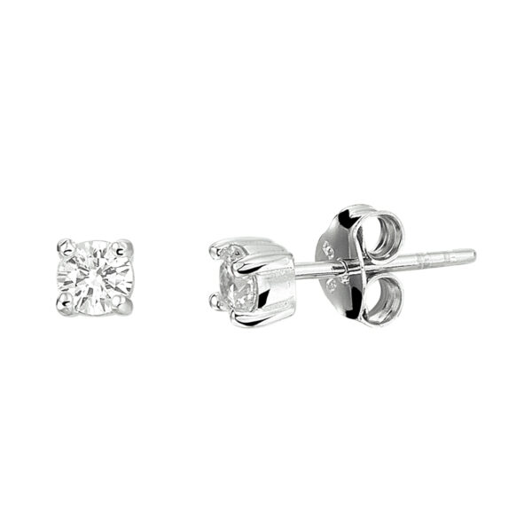 oorknoppen zirkonia zilver gerhodineerd