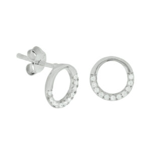 oorknoppen zirkonia zilver gerhodineerd