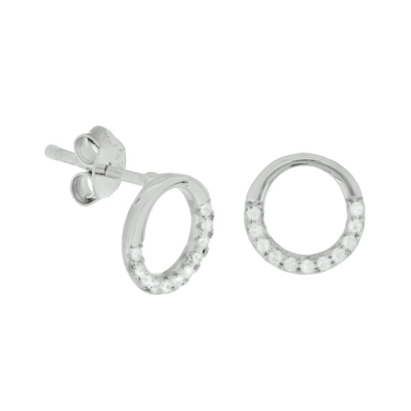 oorknoppen zirkonia zilver gerhodineerd