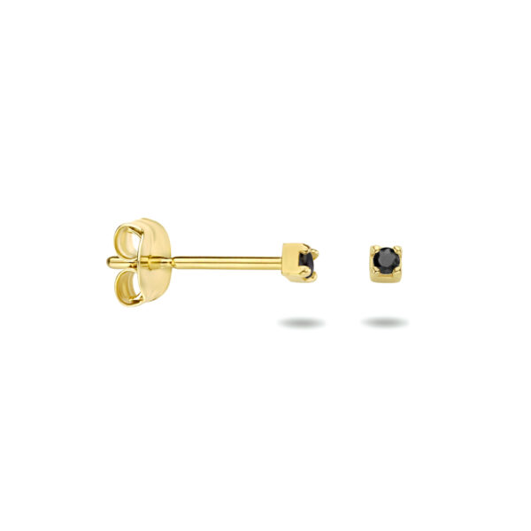 oorknoppen zwart zirkonia 14K geelgoud - Afbeelding 3