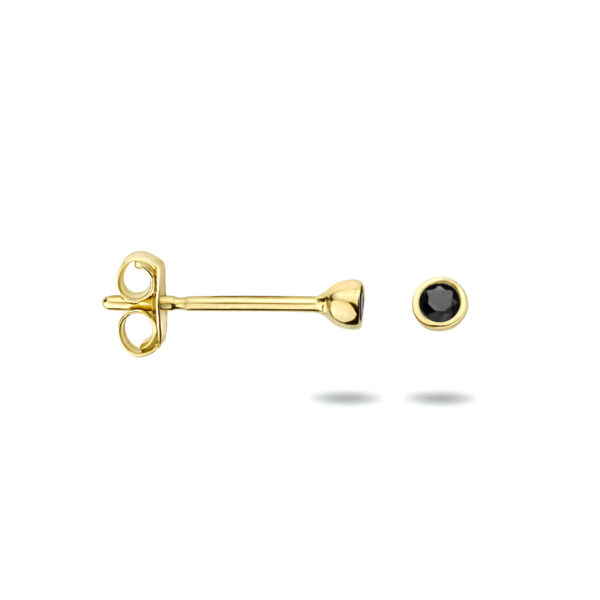 oorknoppen zwart zirkonia 14K geelgoud - Afbeelding 3