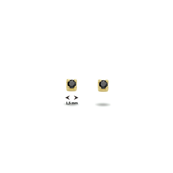 oorknoppen zwart zirkonia 14K geelgoud - Afbeelding 4
