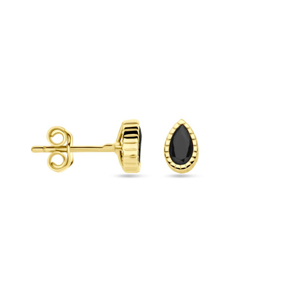 oorknoppen zwart zirkonia 6 mm 14K geelgoud - Afbeelding 3