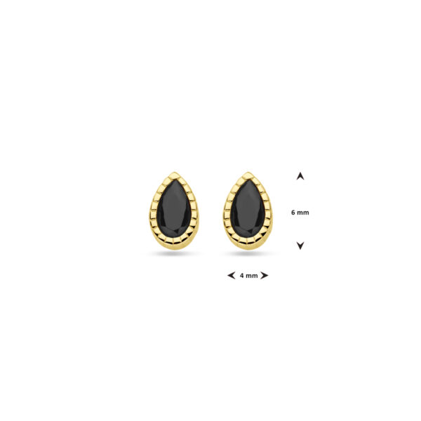 oorknoppen zwart zirkonia 6 mm 14K geelgoud - Afbeelding 4