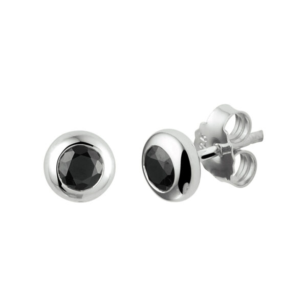 oorknoppen zwart zirkonia zilver gerhodineerd