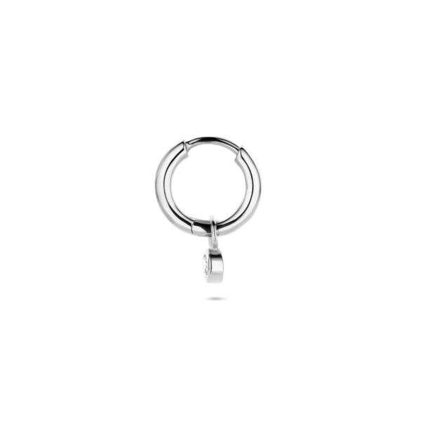 oorring zirkonia per stuk 13 mm zilver gerhodineerd - Afbeelding 3