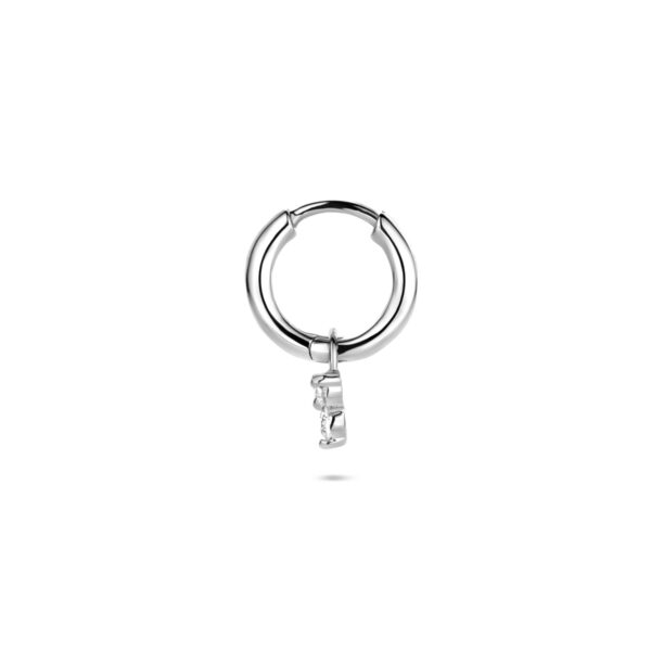 oorring zirkonia per stuk 13 mm zilver gerhodineerd - Afbeelding 3