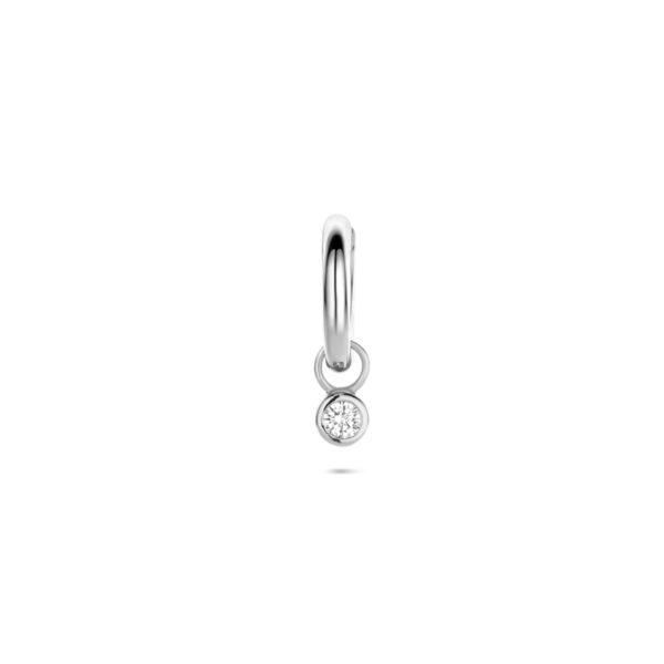oorring zirkonia per stuk 13 mm zilver gerhodineerd