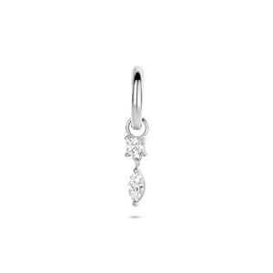 oorring zirkonia per stuk 16 mm zilver gerhodineerd