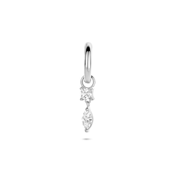 oorring zirkonia per stuk 16 mm zilver gerhodineerd