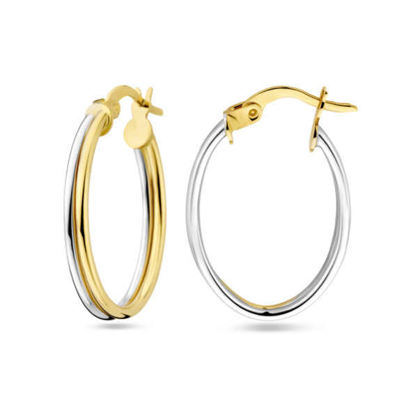 oorringen 14K bicolor goud geel/wit - Afbeelding 3