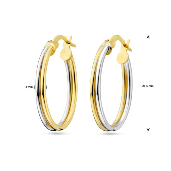 oorringen 14K bicolor goud geel/wit - Afbeelding 4