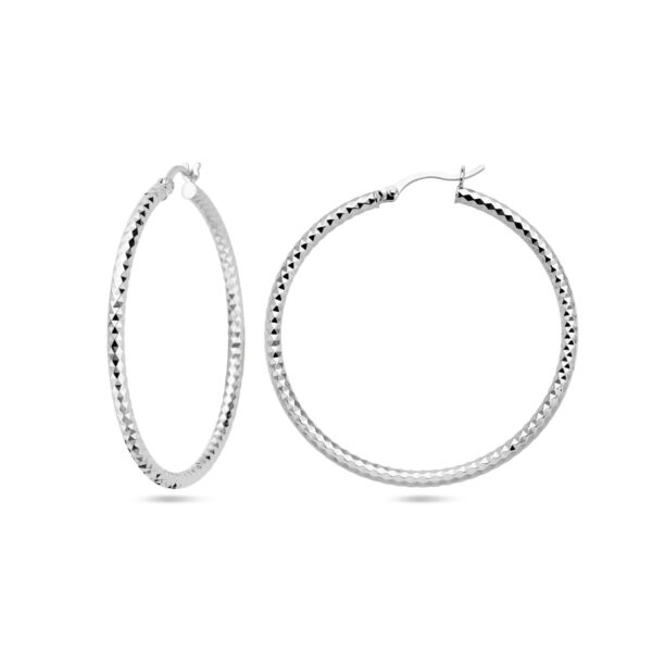 oorringen 2,5 mm ronde buis gediamanteerd zilver gerhodineerd - Afbeelding 3
