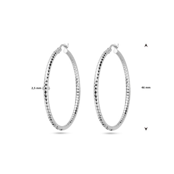 oorringen 2,5 mm ronde buis gediamanteerd zilver gerhodineerd - Afbeelding 4