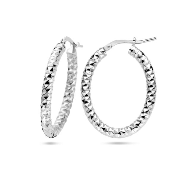 oorringen 3,0 mm ronde buis gediamanteerd zilver gerhodineerd - Afbeelding 3