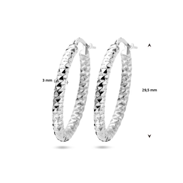 oorringen 3,0 mm ronde buis gediamanteerd zilver gerhodineerd - Afbeelding 4