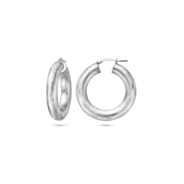 oorringen 6,0 mm ronde buis gescratcht zilver gerhodineerd - Afbeelding 3